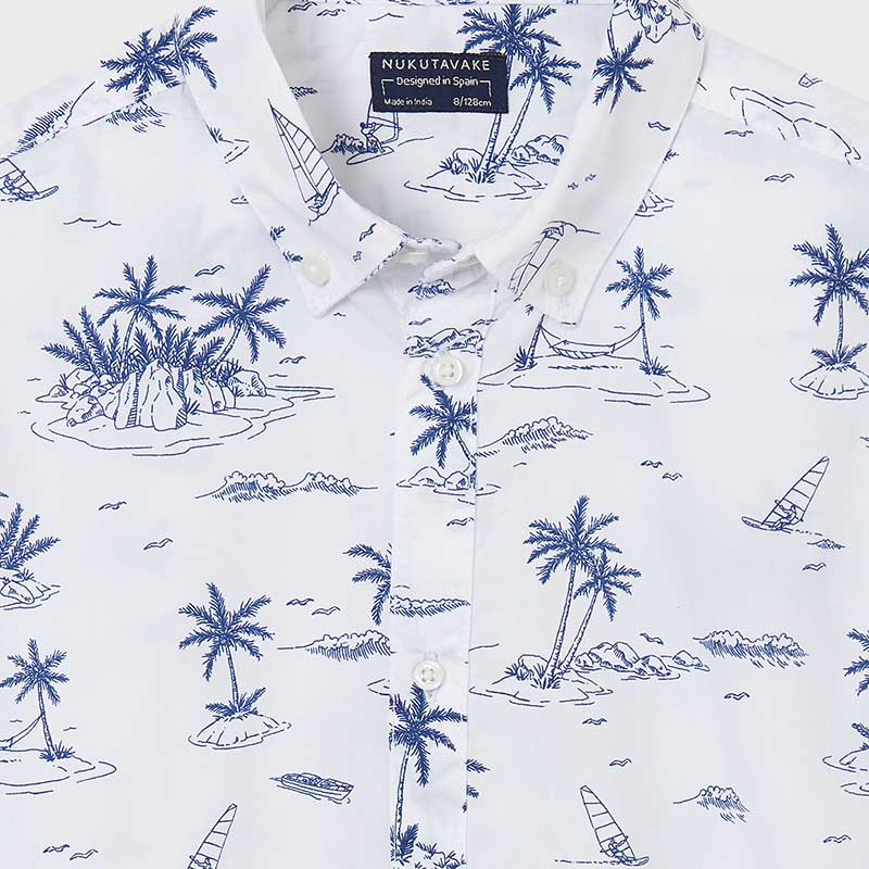 Nukutavake Boys White with Navy Print Shirt - NorthBoys