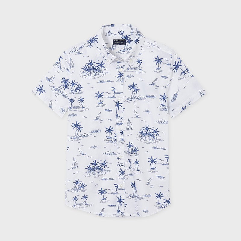 Nukutavake Boys White with Navy Print Shirt - NorthBoys