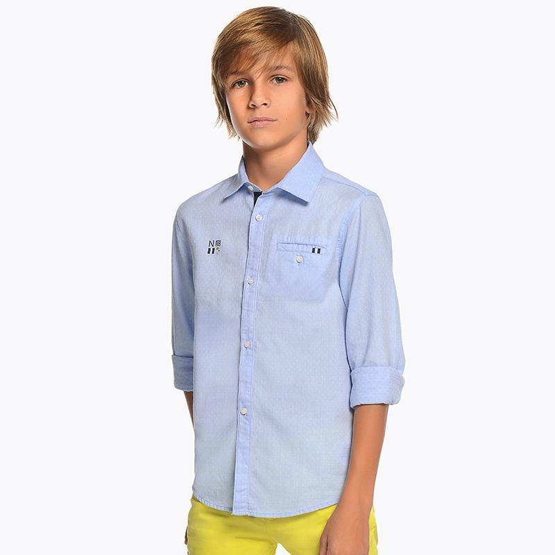 Nukutavake Long Sleeve Blue Cotton Shirt 6133 - NorthBoys