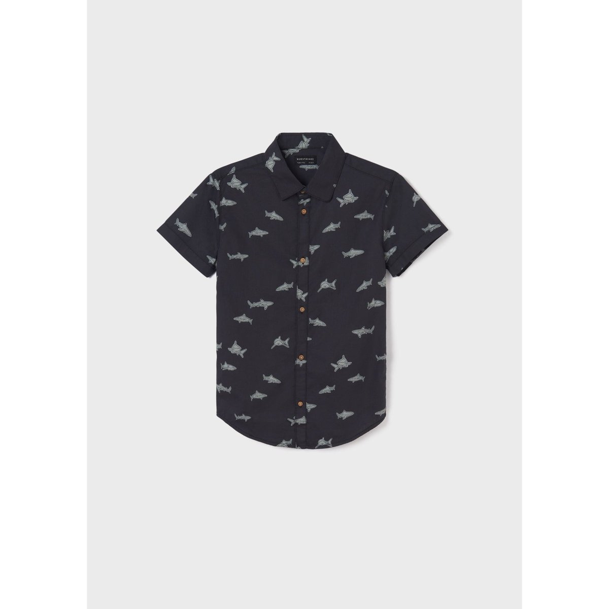 Nukutavake S/S Dress Shirt w/Shark Print _Dark Grey 6113 - 71 - NorthBoys