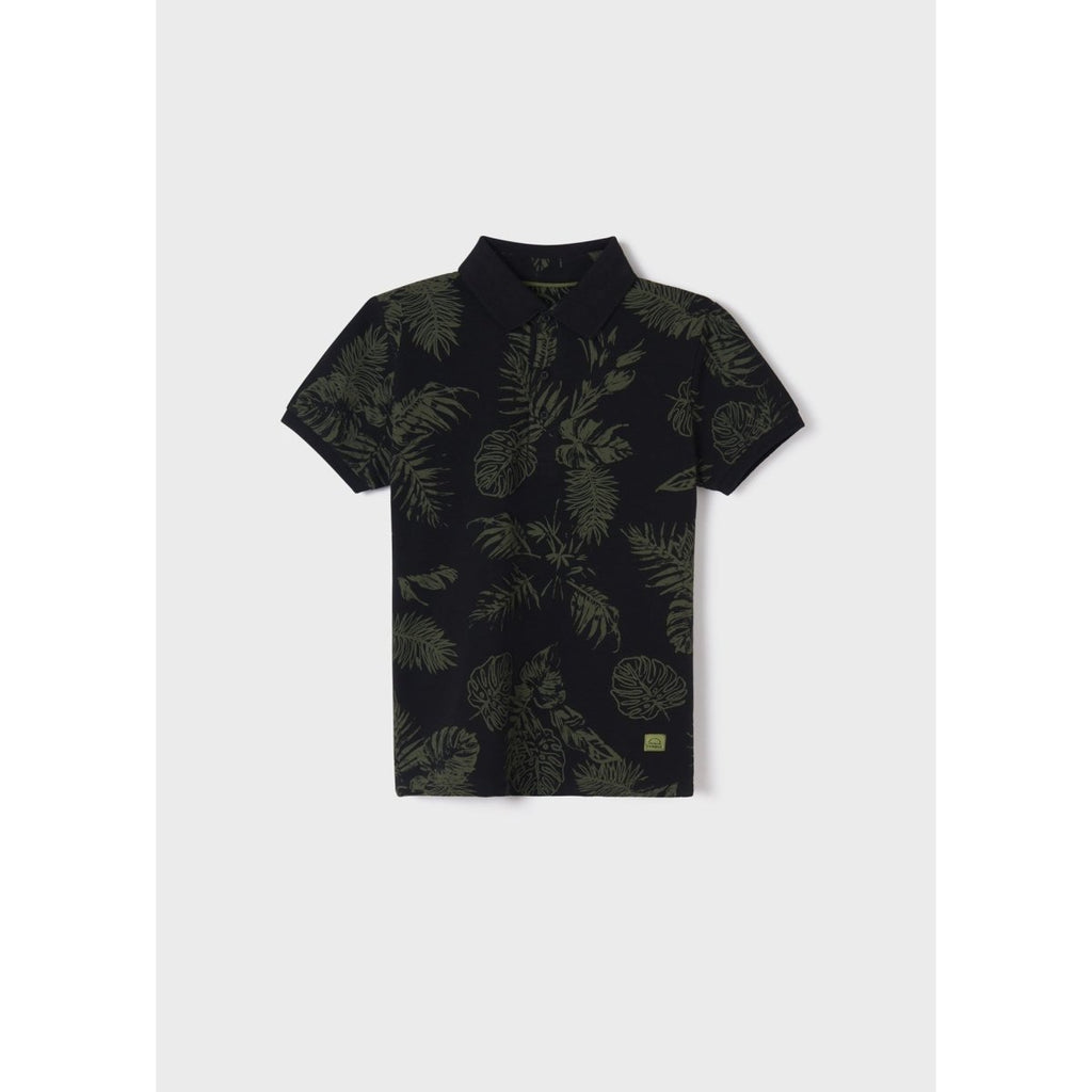 Nukutavake Short Sleeve Polo w/Leaf Pattern _Black 6106 - 65 - NorthBoys