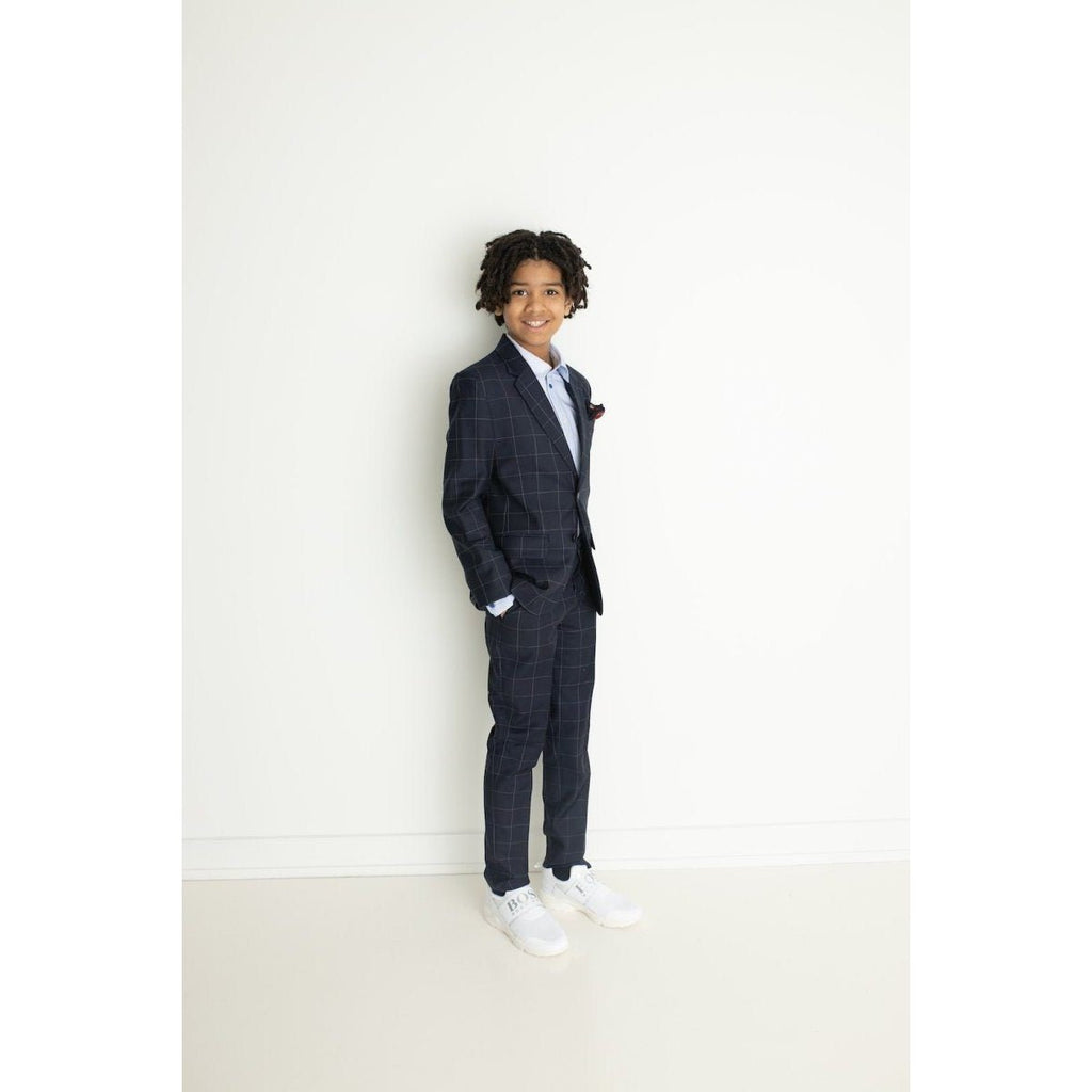 Paul Smith Jr Amadeus Slim Fit Navy Plaid Wool Suit-NorthBoys
