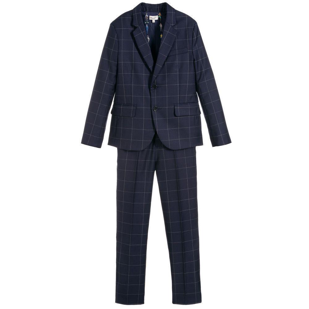 Paul Smith Jr Amadeus Slim Fit Navy Plaid Wool Suit-NorthBoys