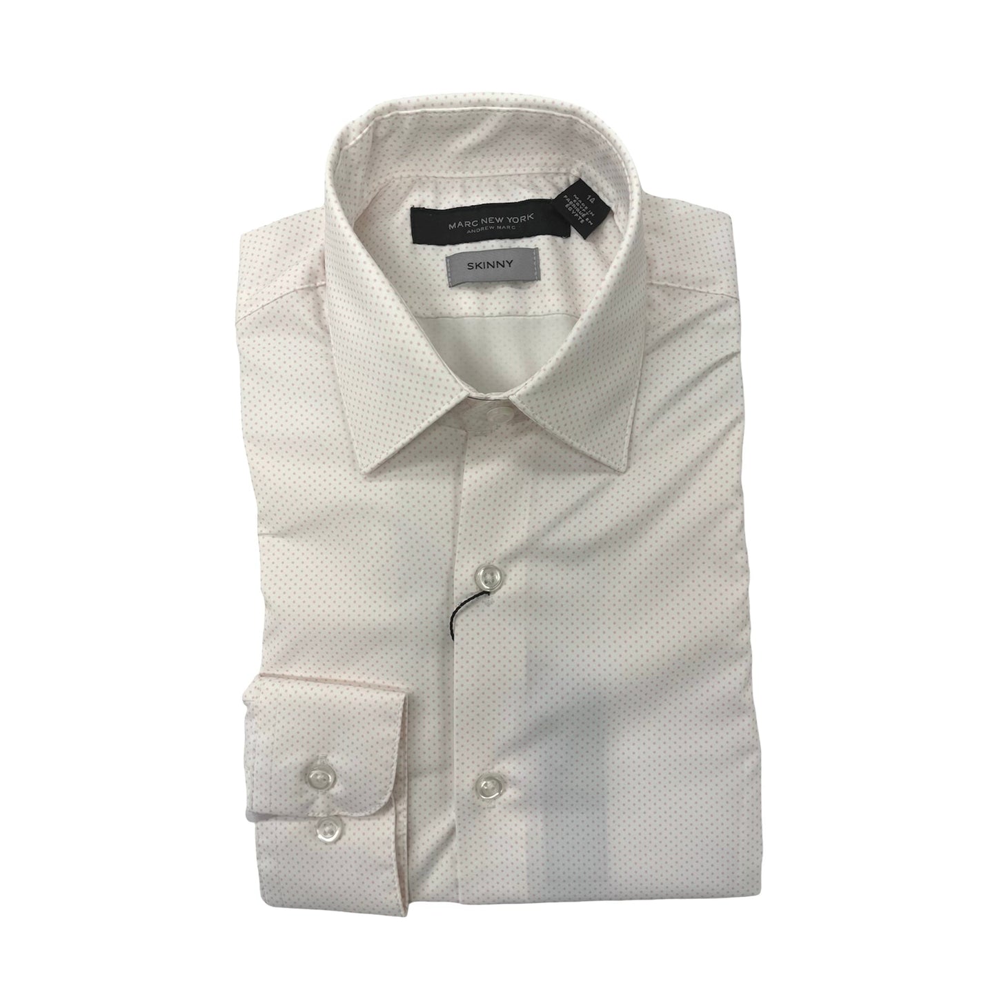 Marc New York Boys Skinny White/Pink Dot Dress Shirt