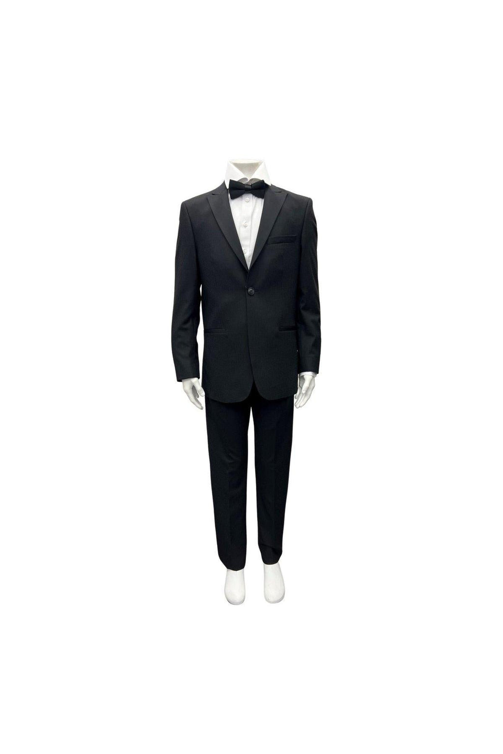 PinoPorte Boys Black Tonal Check Wool Tuxedo-NorthBoys
