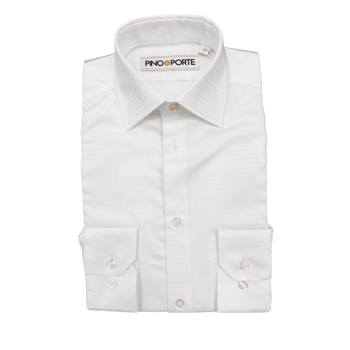 PinoPorte Boys White Cotton Textured Dress Shirt_ ZH004 - NorthBoys