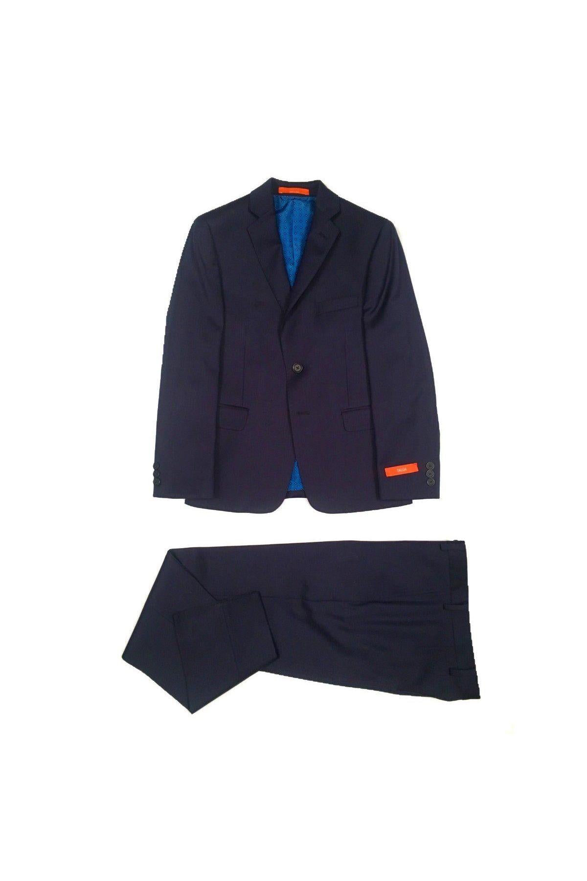 Tallia Boys Navy Blue Twill Wool Suit-NorthBoys