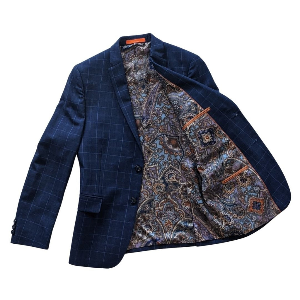 Tallia Boys Skinny Blue Plaid Wool Suit Z0065-NorthBoys