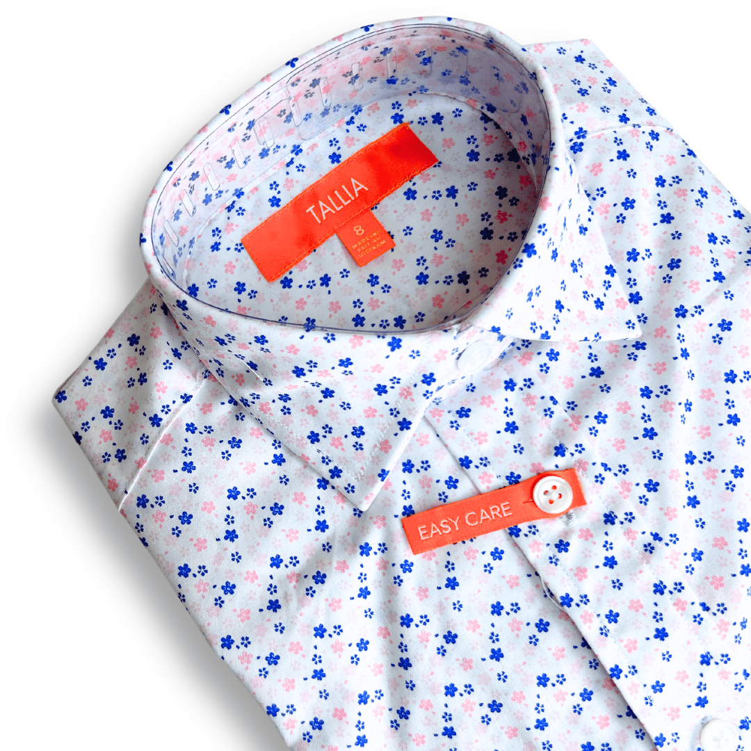 Tallia Boys White/Pink Floral Dress Shirt - NorthBoys