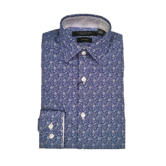 Marc New York Boys Skinny Blue/White Print Dress Shirt S0090 Dress Shirts Marc New York 