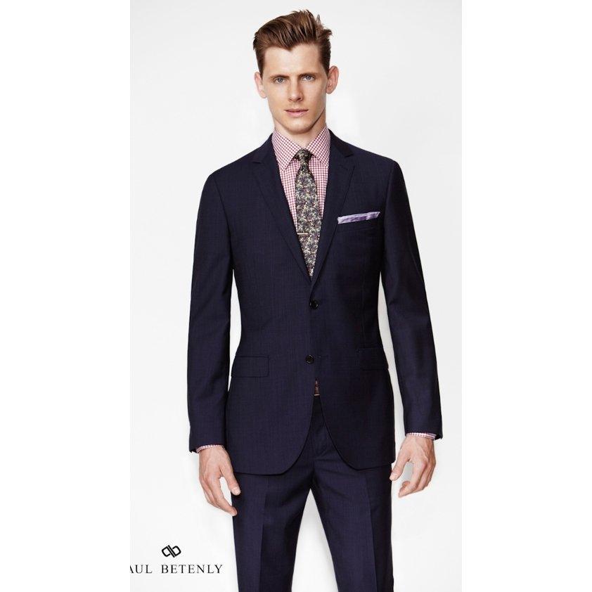Betenly Modern Fit Slim Mens Wool Suit Suits (Men) Paul Betenly Blk 40R 