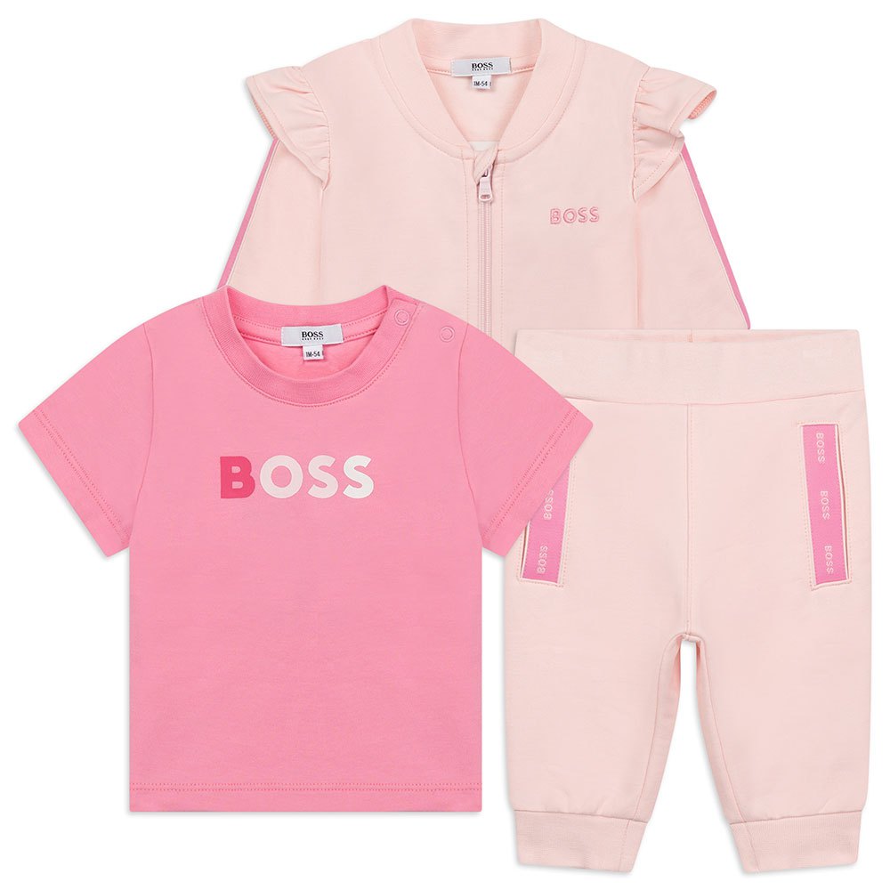 Hugo Boss Baby Girls Tracksuit w/T-shirt Set_ Pale Pink J98365-44L