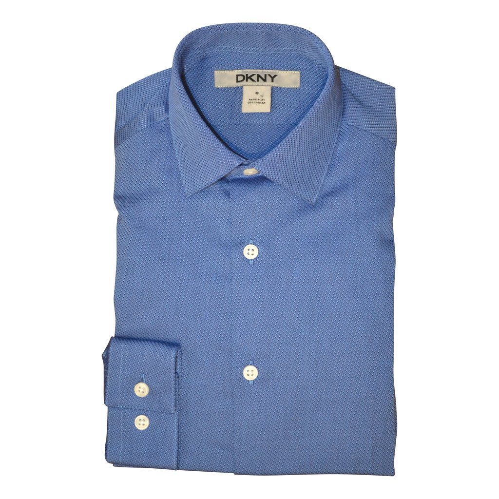 DKNY Boys Shirt 172 SY0289 Dress Shirts DKNY Medium Blue 12R 