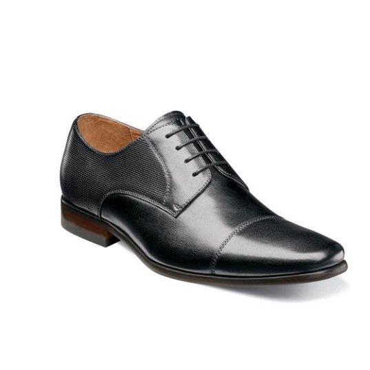 Florsheim Men's Shoe Postino Cognac or Black Cap Toe Oxford Footwear - Mens Florsheim Black 10D 