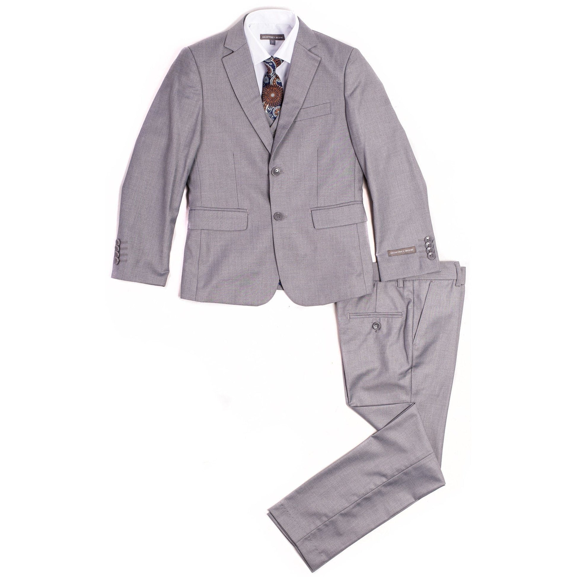 Geoffrey Beene 3 Piece Slim Fit Light Grey Suit Suits (Boys) Geoffrey Beene 