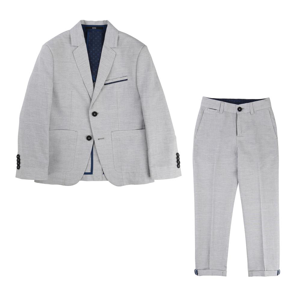 Hugo Boss Boys Cotton Suit 171 J26299/J24500 Suits (Boys) Hugo Boss Grey White 14R 