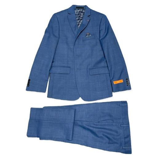 Tallia Boys Husky Blue Plaid Suit_ CZH053