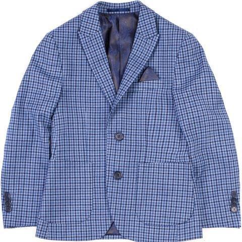 Isaac Mizrahi Boys Blue Gingham Slim Fit Wool Blazer 192 BL8231 Sports Jackets Isaac Mizrahi 
