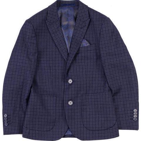Isaac Mizrahi Boys Gingham Slim Fit Navy Wool Blazer 192 BL8233 Sports Jackets Isaac Mizrahi 