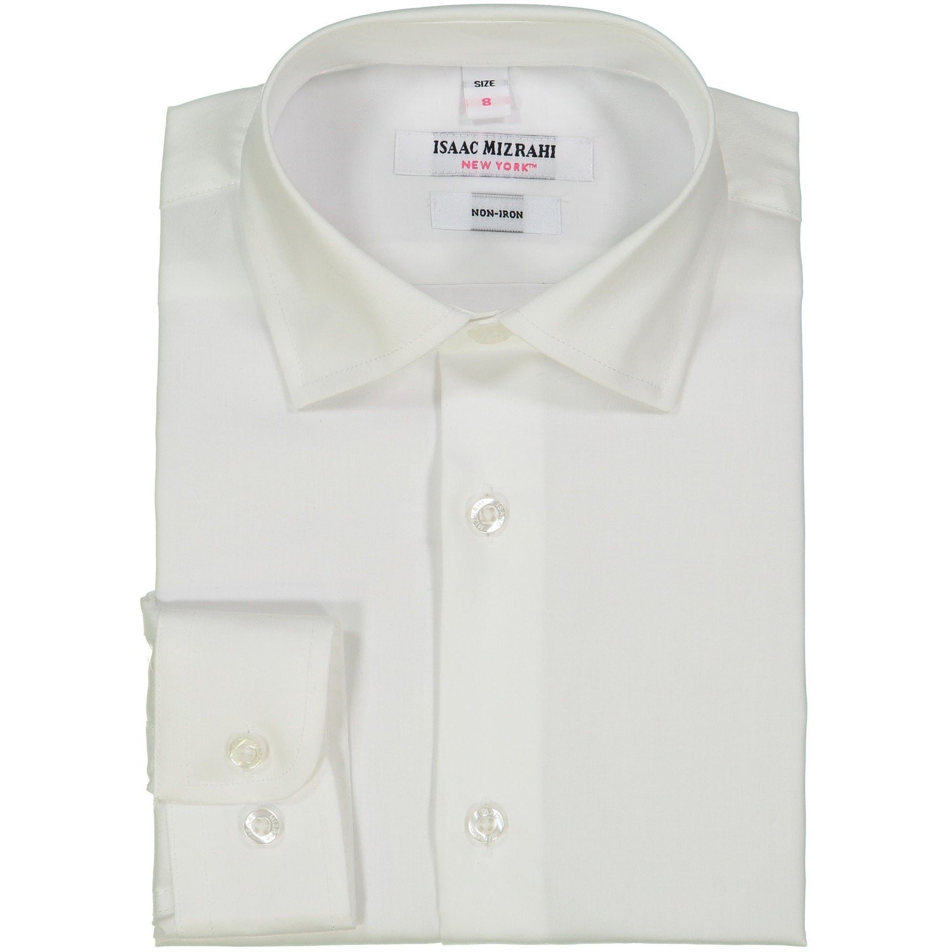 Isaac Mizrahi Boys Non-Iron Solid White Dress Shirt Dress Shirts Isaac Mizrahi 