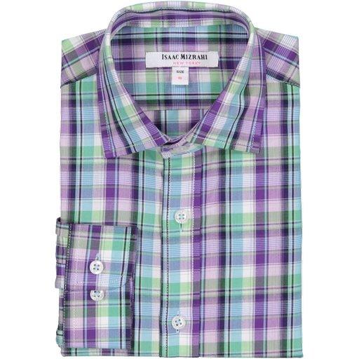 Isaac Mizrahi Boys Shirt 181 SH9414 Dress Shirts Isaac Mizrahi Purple/Green 10R 