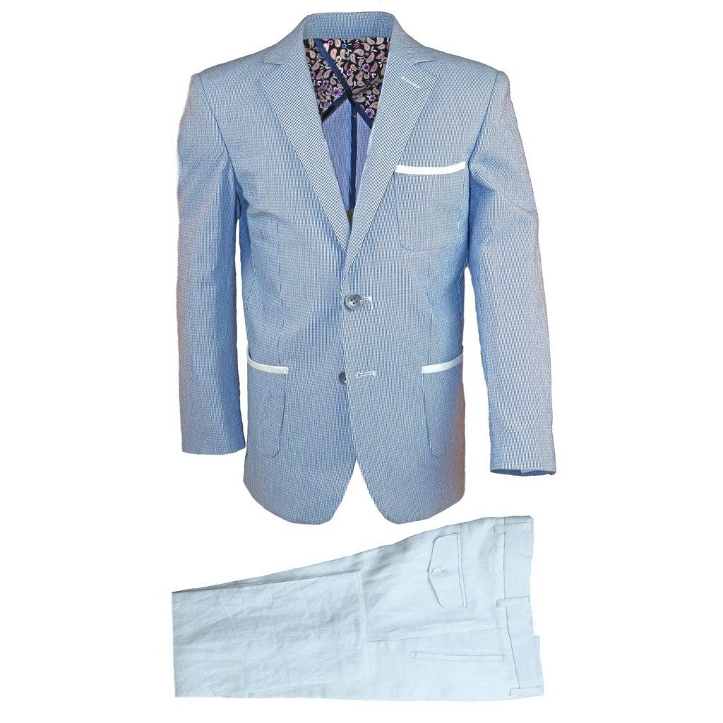 Isaac Mizrahi Boys Slim Linen Blazer and Pant 171 ST2089-N Suits (Boys) Isaac Mizrahi Blue 6 