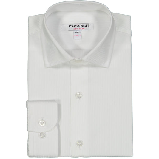 Isaac Mizrahi Boys Solid White Pin Striped Dress Shirt Dress Shirts Isaac Mizrahi 