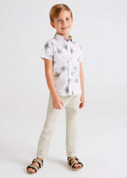 Mayoral Mini Short Sleeve Dress Shirt w/Print_ Palms 3114-66