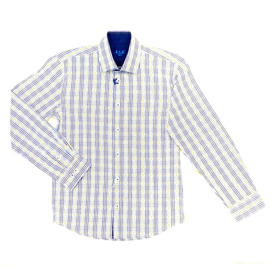 Leo & Zachary Boys Grid Print Dress Shirt Dress Shirts Leo & Zachary 