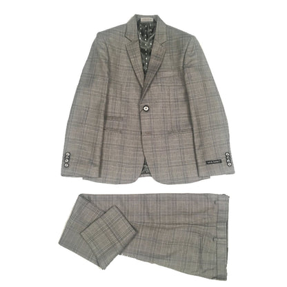 Leo & Zachary Boys Slim Grey Suit Checks 181 SUIT30 Suits (Boys) Leo & Zachary 