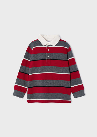 Mayoral Mini L/S Striped Polo _Red 4180-89