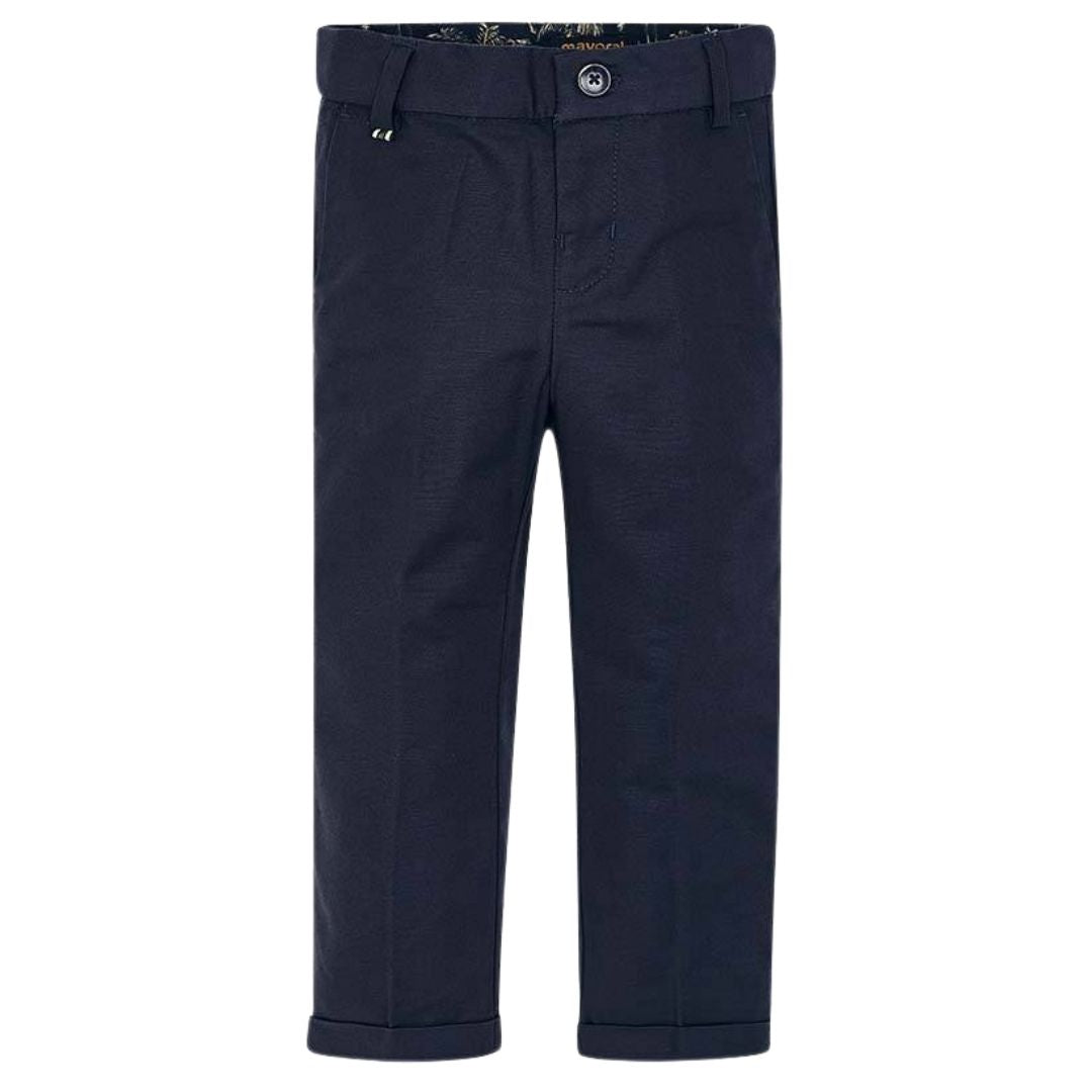 Mayoral Mini Chino Navy Linen Suit Pants 3514