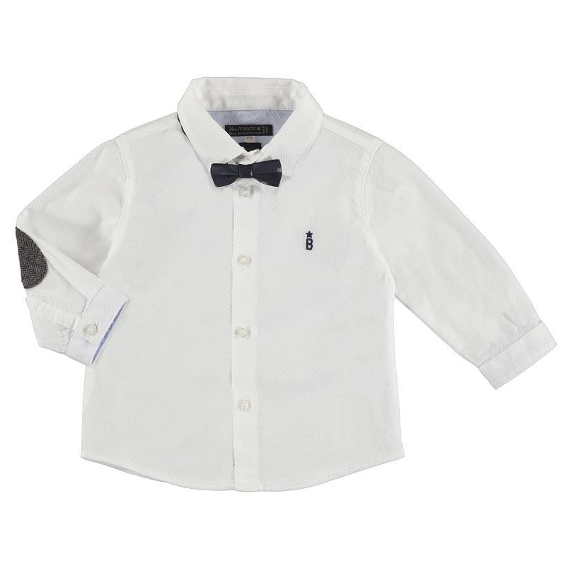 Mayoral Baby Long Sleeve Cotton Dress Shirt with Bow Tie 2.111-Mayoral-NorthBoys