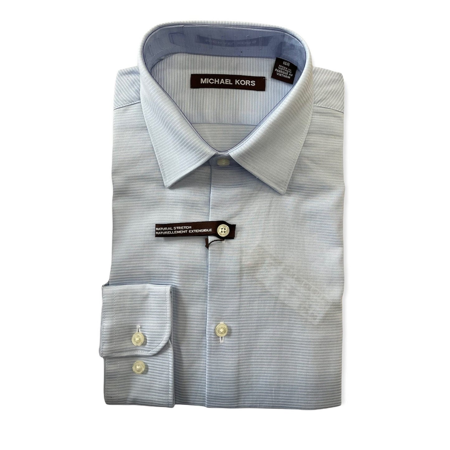 Michael Kors Boys Light Blue Tonal Cotton Dress Shirt_ Z0212