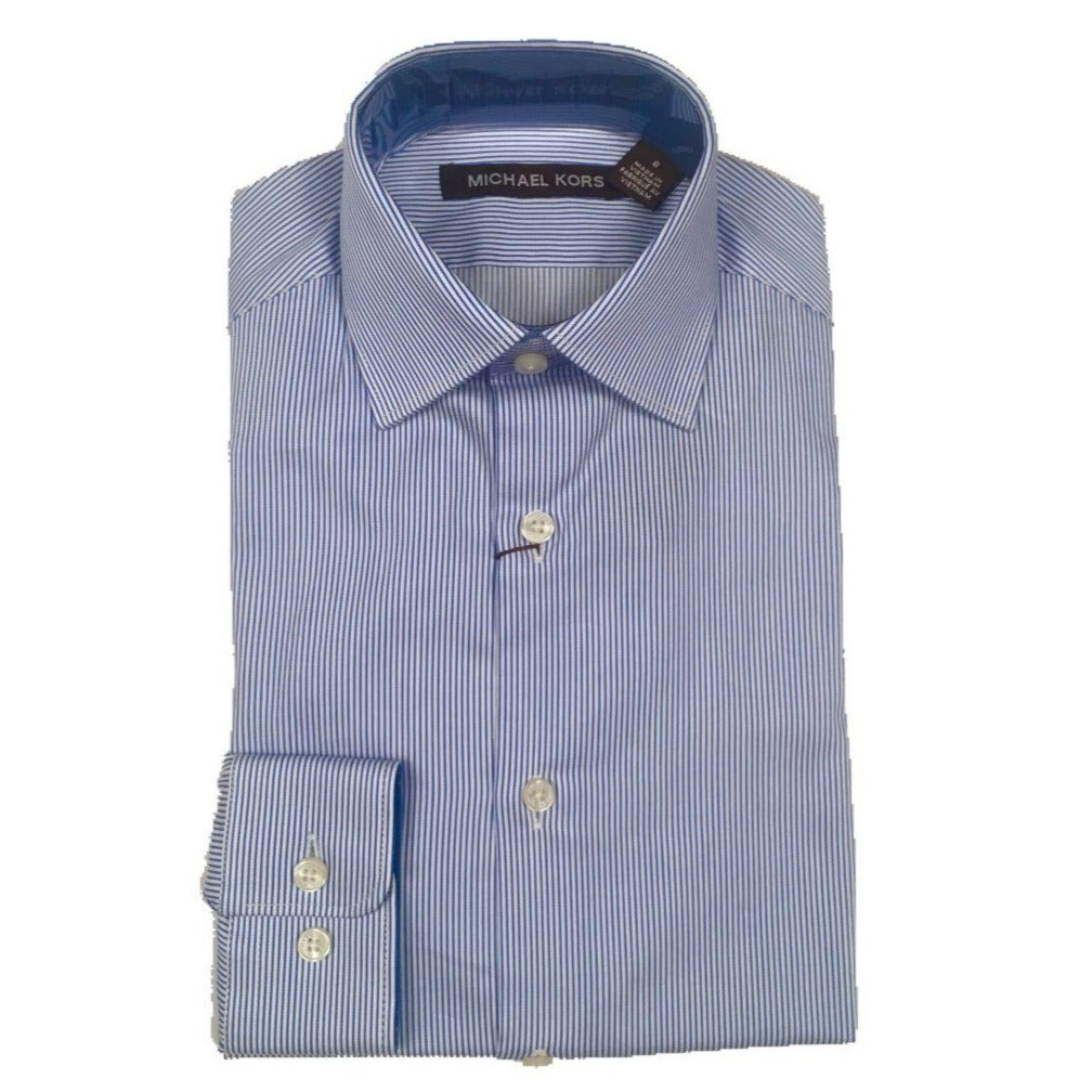 Michael Kors Boys Cotton Blue/white Stripe Shirt Z0302 Dress Shirts Michael Kors 