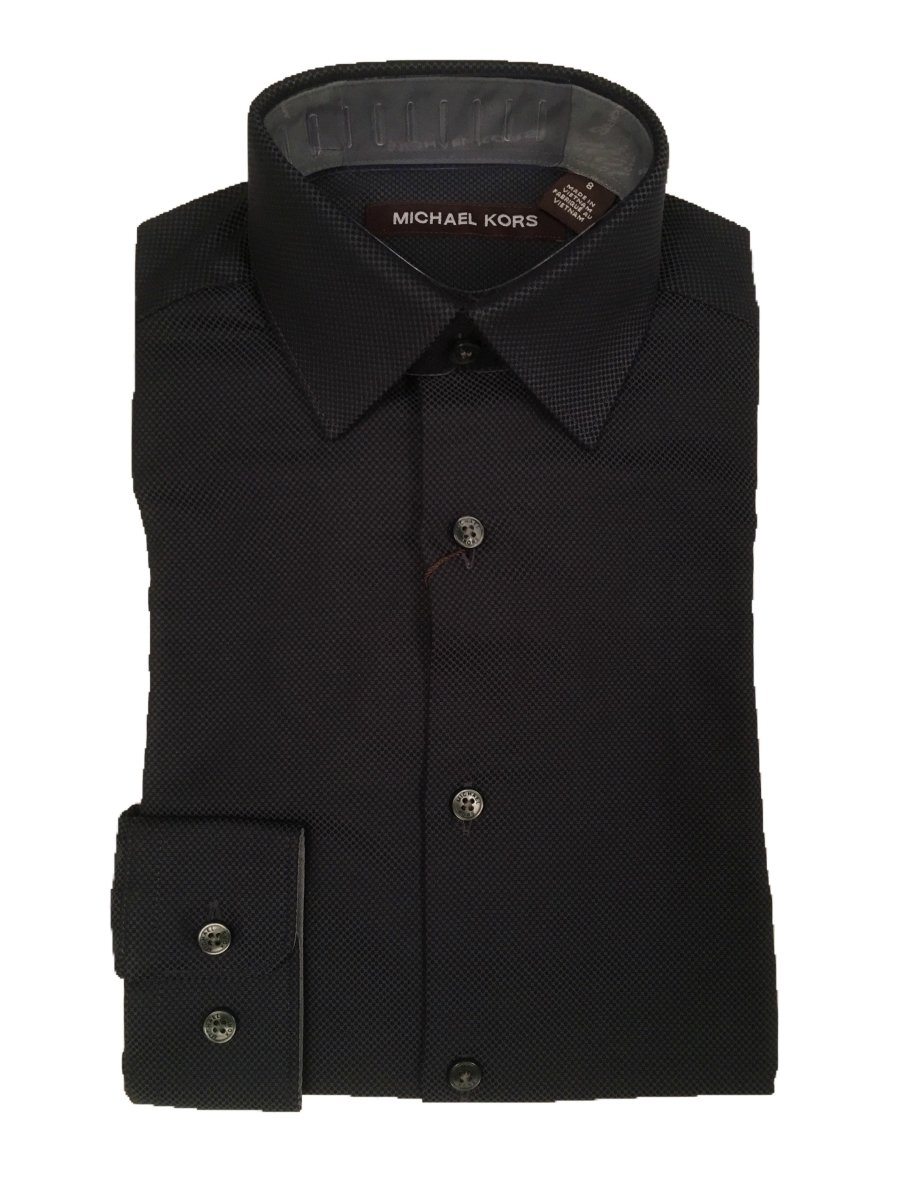 Michael Kors Boys Cotton Charcoal/Black Birdseye Dress Shirt Z0337 Dress Shirts Michael Kors 