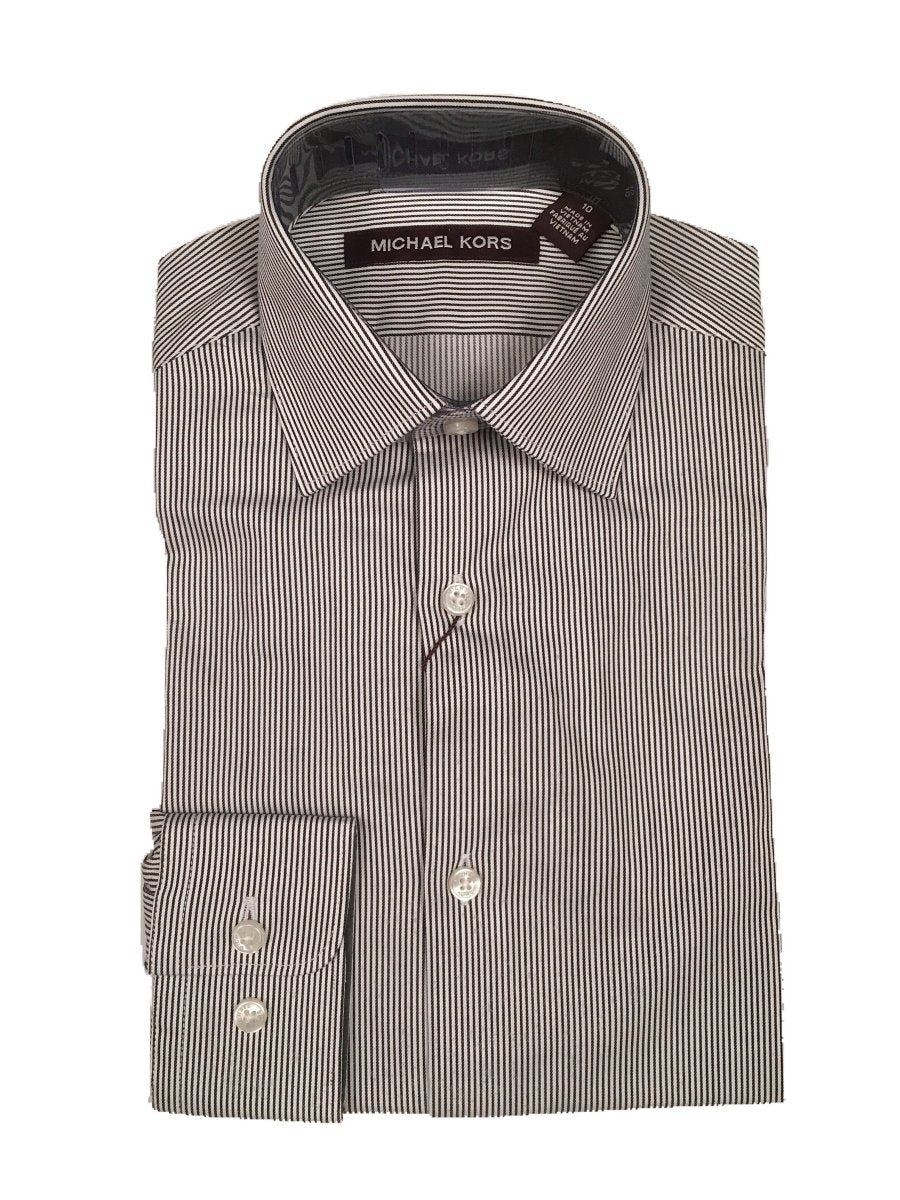 Michael Kors Boys Cotton Charcoal/White Stripe Dress Shirt Z0332 Dress Shirts Michael Kors 