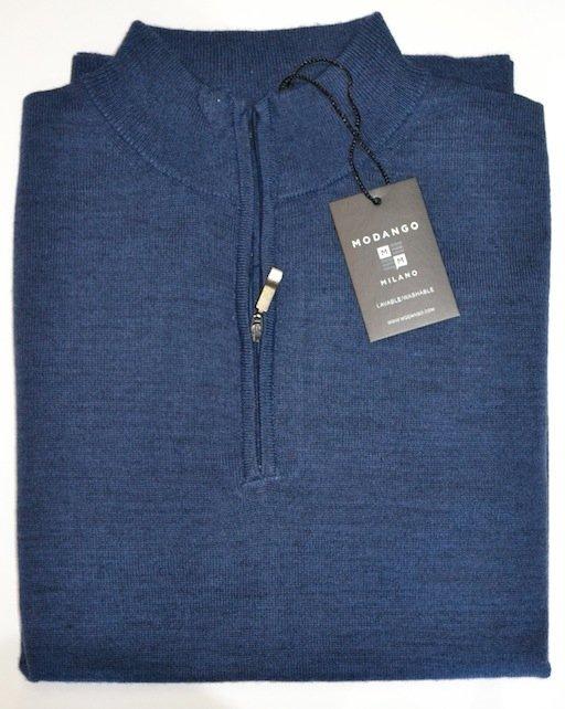Modango Milano Mens Sweater l/s w/zipper Sweaters Modango 0050 Blu M 