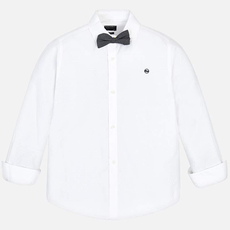 Nukutavake Long Sleeve Slim Fit White Shirt with Bow Tie 6131 Dress Shirts Mayoral 