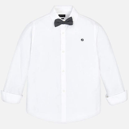 Nukutavake Long Sleeve Slim Fit White Shirt with Bow Tie 6131 Dress Shirts Mayoral 