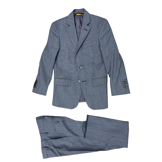 PinoPorte Boys Mini Blue Check Wool Suit_Z4