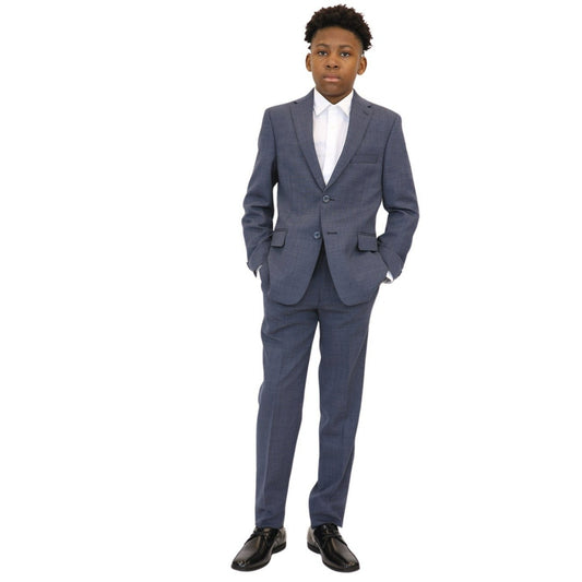 Michael Kors Boys Medium Blue Mini Check Wool Suit BU0185