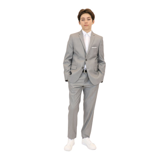 Marc New York Boys Skinny Light Grey Sharkskin Suit W0707