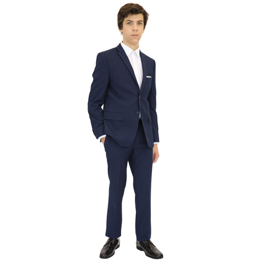 Marc New York Boys Skinny Blue Mini Grid Suit_ W0693
