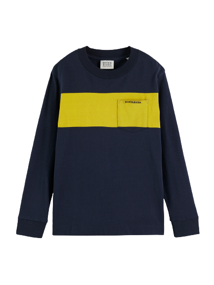 Scotch & Soda Boys L/S Shirt w/Yellow Stripe _Navy 171180-0002