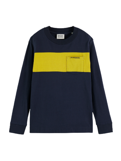 Scotch & Soda Boys L/S Shirt w/Yellow Stripe _Navy 171180-0002