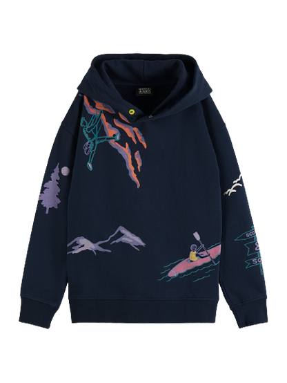 Scotch & Soda Boys All Over Print Hoodie _Navy 167622-605Z