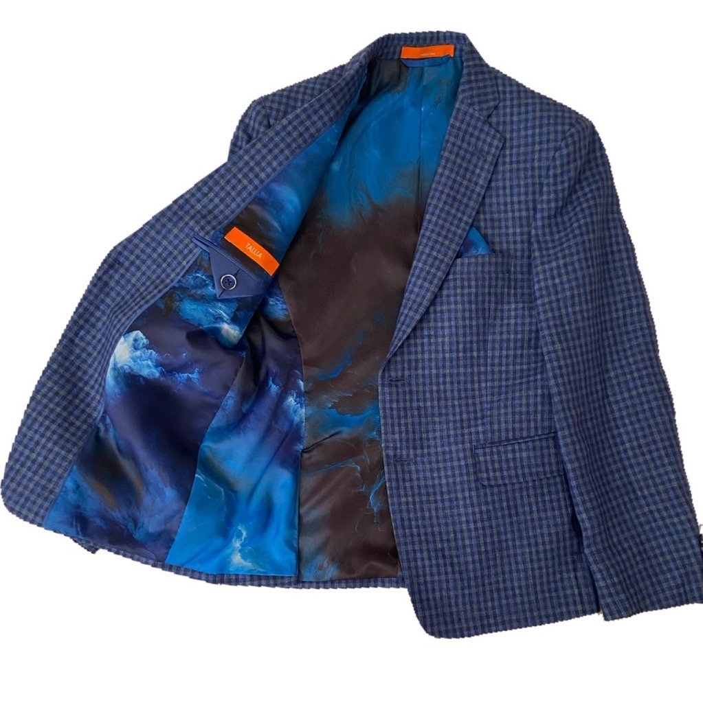 Tallia Boys Navy and Light Blue Graph Linen Sports Jacket W0103 Sports Jackets Tallia 