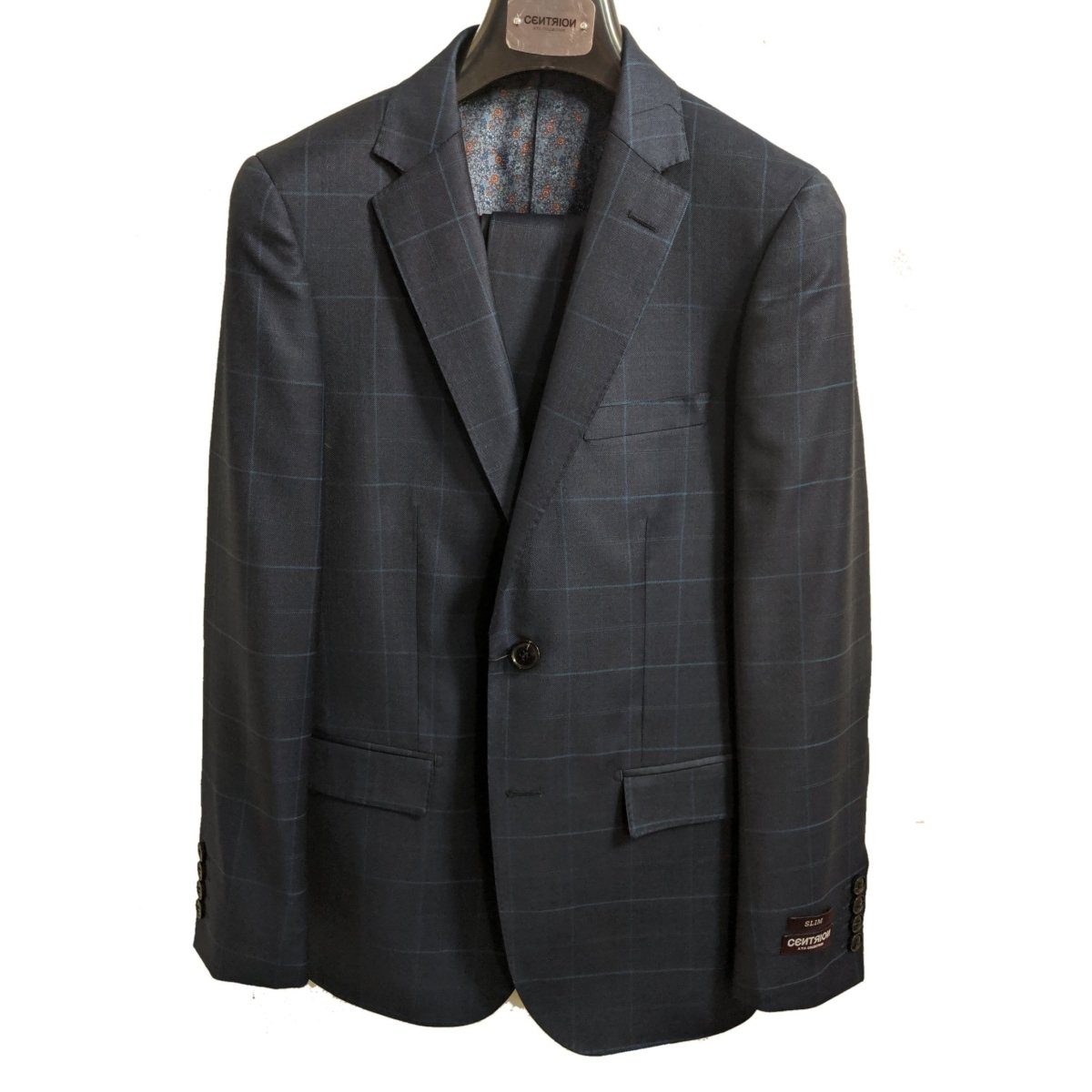 T.O. Collection Boys Centrion Slim Fit Blue Check Wool Suit 10015 Suits (Boys) T.O. Collection 